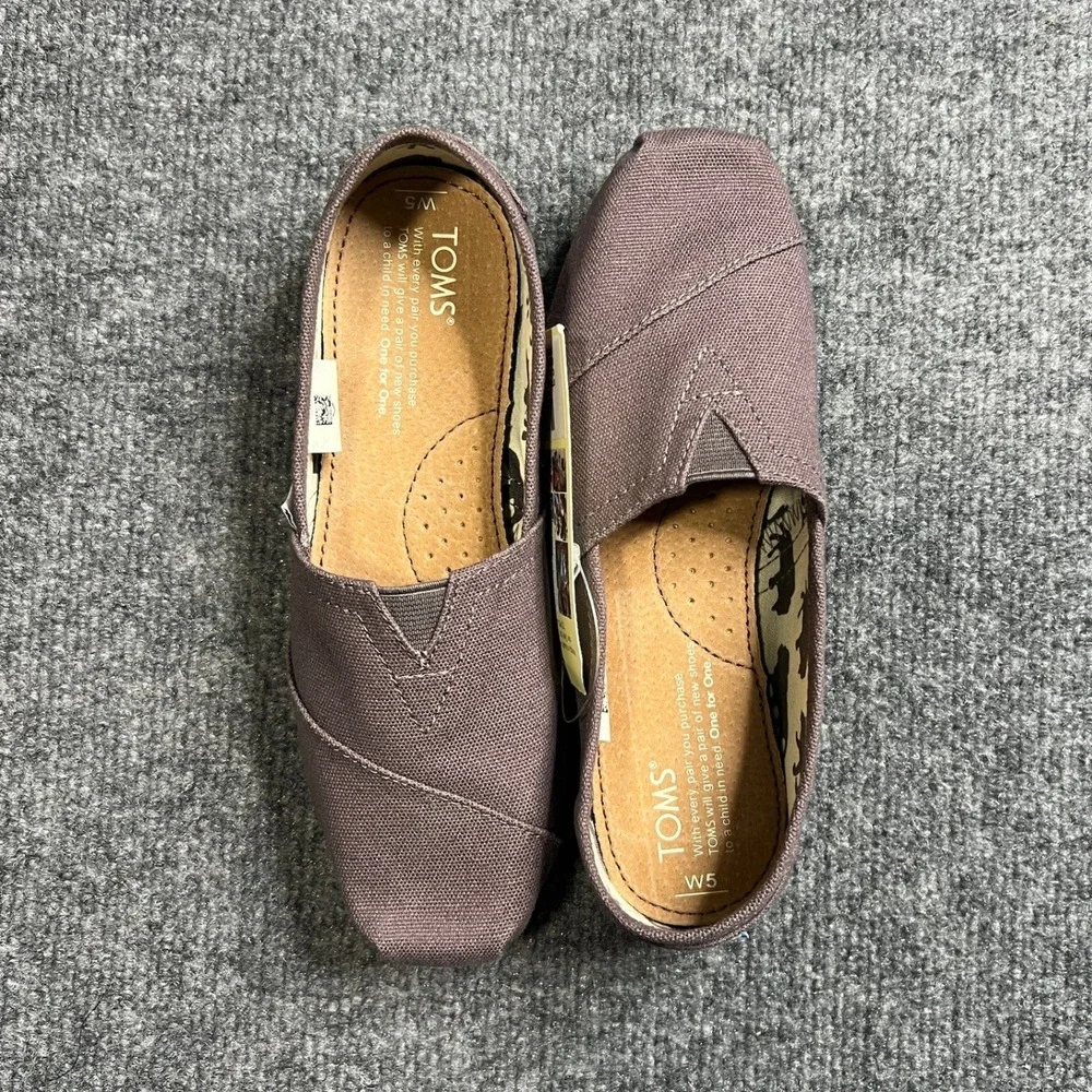 NIB TOMS Classic Alpargata Size 5 Ash‎ Canvas Grey Slip On Flats Shoes 001001B07